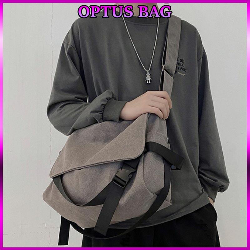  Túi tote đeo chéo nam nữ vải canvas phong cách ulzzang - túi đeo chéo trống khóa tiện lợi 