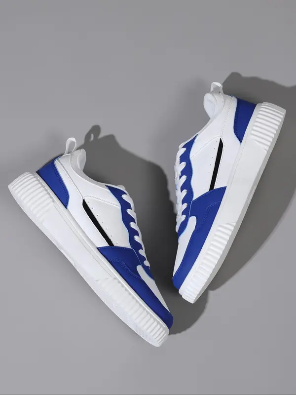 Men's Colorblock Lace Up Low Top Sneakers, Casual Comfortable Breathable Sports Running Shoes, Male All-match Round Toe Shoes for Daily Wear 2