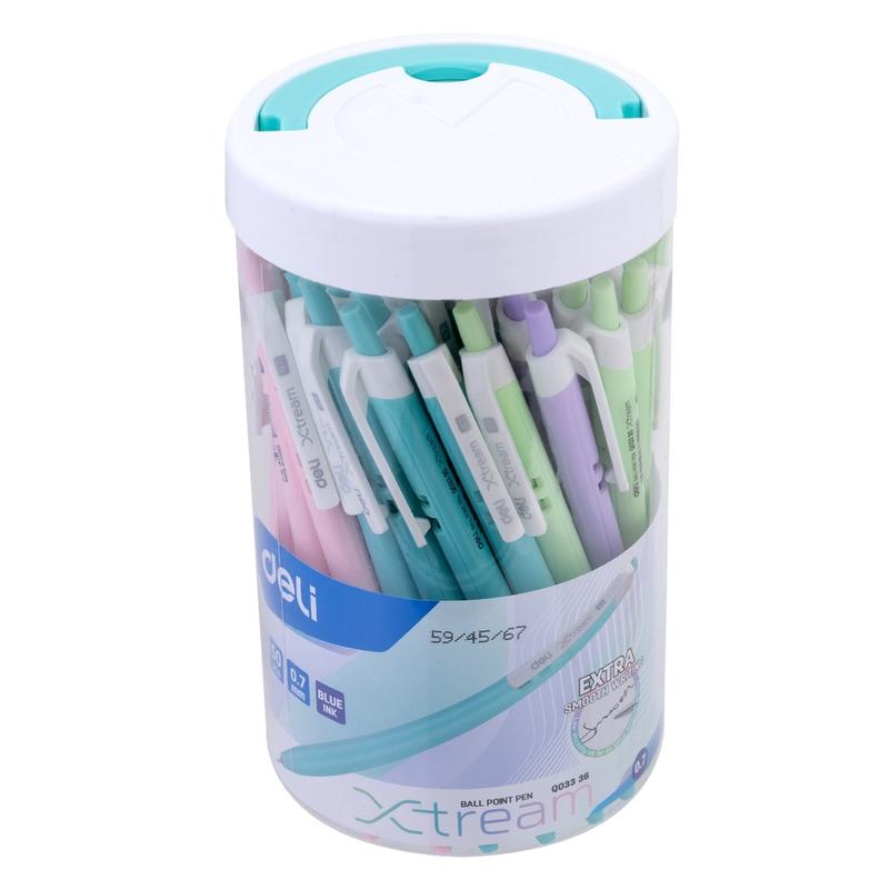 [Hộp 50 Chiếc] Bút Bi Dầu Deli Ngòi 0.7mm Đầu Bấm - EQ03336- MÀU PASTEL, VIẾT SIÊU TRƠN
