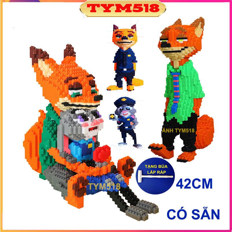 lắp ráp cáo nick và thỏ zootopia judy cỡ lớn size to 42cm đồ chơi xếp hình nano 3d cho bé chuẩn mẫu