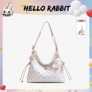 กระเป๋าโท้ท, ​HELLO RABBIT ลิมิเต็ดอิดิชั่น, กระเป๋าโท้ท, กระเป๋า TikTok Viral สีขาว, พิมพ์ลายดาวสามสี, ความจุมาก, แฟชั่น