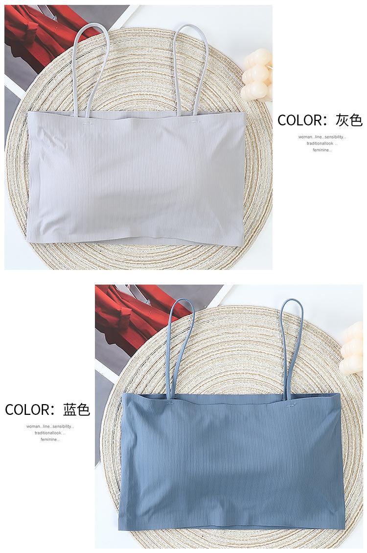 Product Introduction of Beautiful back without steel ring ice silk sling anti-glare wrap underwear female students Korean version of the bust bottoming tank top inner wear 13