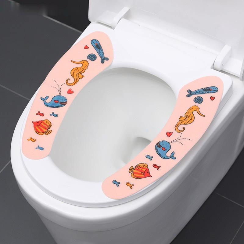2Chiếc Đệm lót bồn cầu giữ ấm mùa đông không thấm nước, giặt được, dán tùy chỉnh