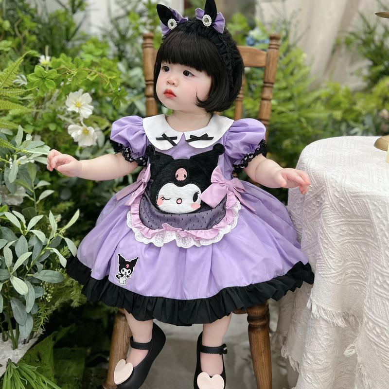 Váy Lolita Kuromi Đen Tím Cổ Trắng 4-17Kg,Váy Đầy Tháng Sinh Nhật Lễ Hội Dự Tiệc Cho Bé Gái Chất Thô Mềm