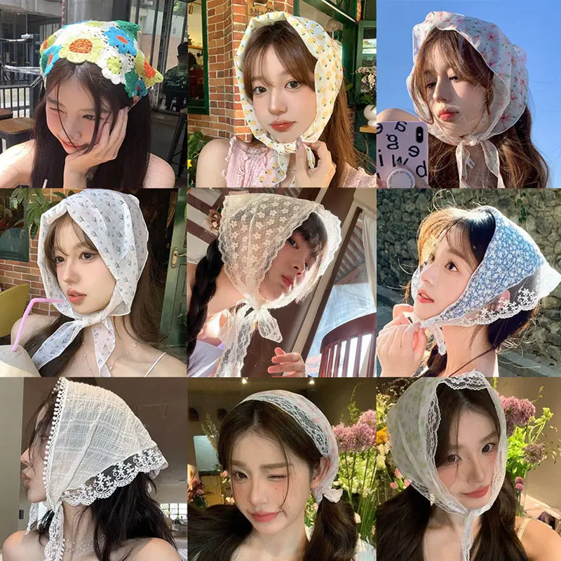 Nhẫn Dán Hình Tam Giác, Chất Liệu Ren, Nhẹ Và Mỏng, Thích Hợp Cho Mùa Hè, Mạng Che Mặt  Quàng Cổ Kiểu Pháp,  Quàng kín Ngón Chân, Đồ Trang Trí Cổ Điển Phong Cách Đồng Quê, Thích Hợp Để Chụp Ảnh, Lý Tưởng Cho Mùa Xuân Women Nữ   choàng  áo  sơ   đội đầu