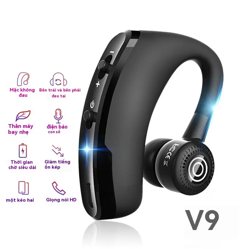 Tai nghe không dây tương thích Bluetooth V9 Business, Hi-Fi, Hands Tay miễn phí với mic - Nghe Nhạc, Nhét Tai 0