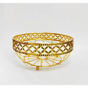 BAKINDO Keranjang Gold Tempat Buah warna Gold - Gold Fruit Tray - Stainless steel Gold Fruit Tray Tempat Buah Keranjang Buah Wadah Buah Fruit Basket Gold Elegan