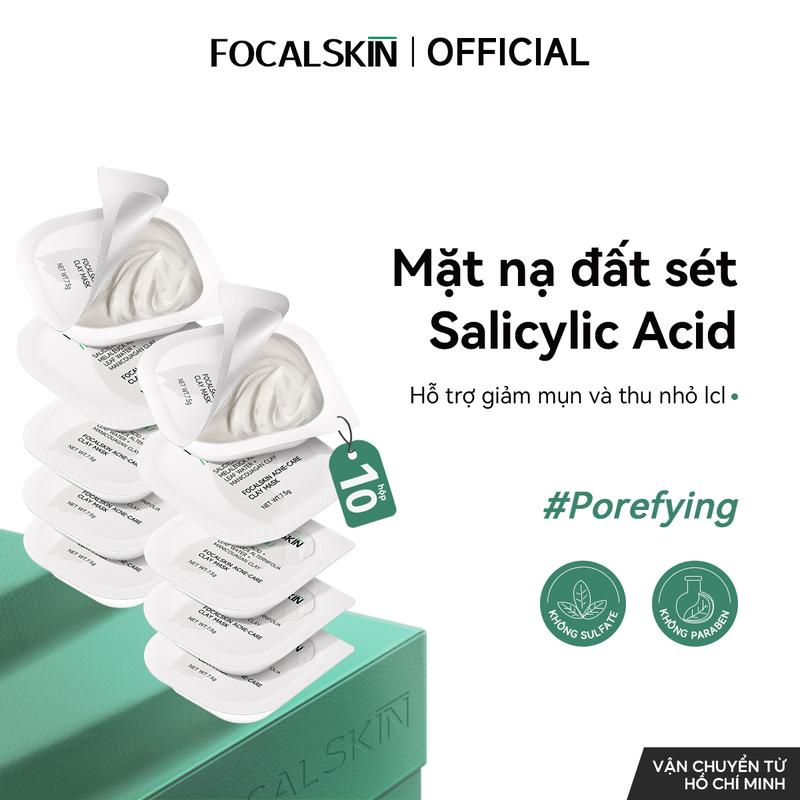 FOCALSKIN Mặt nạ đất sét SalicylicAcid Tràm trà Cây phỉ hỗ trợ giảm mụn và thu nhỏ lcl 7.5g | Skincare Làm Đẹp Da Dưỡng Ẩm Da Đắp Mặt Dưỡng Da Mặt Mask
