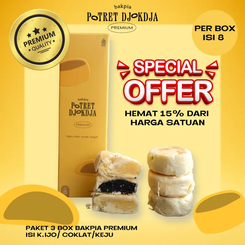 [3 BOX] PAKET 3 BOX BAKPIA POTRET DJOKDJA OLEH OLEH KHAS JOGJA 0