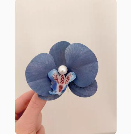 Product Introduction of Elegant Phalaenopsis Flower Hair Clip, Side Bangs Hairpin For Women, New Arrival Forehead Pearl Hair Ornament 7