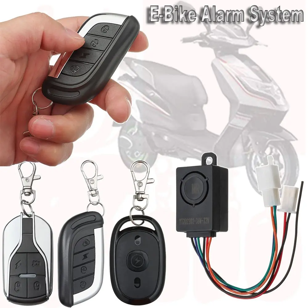 Bộ phận lắp lại chống trộm, 36-72V, với hai điều khiển từ xa, Thích hợp cho xe máy và xe tay ga, xe đạp Điện Hệ thống báo động E-bike an toàn