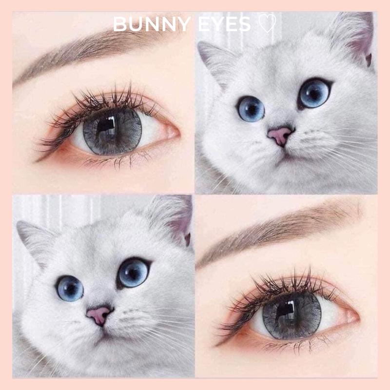 Kính Áp Tròng Lens Xám Mắt Mèo Tommy Big Eyes Gray Size 14.5mm Độ Cận Từ 0.00 Đến 6.00 Độ Tặng Kèm Khay Dụng Cụ Đeo - Bunny Eyes