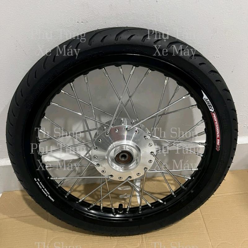 MỘT CÁI BÁNH CĂM TRƯỚC 14 INCH GẮN XE ĐẠP ĐIỆN XE ĐIỆN PEGA CAP A HKBIKE ĐÙM MẠ CRÔM NIỀNG NHÔM AKEI FULL VỎ RUỘT CAMEL 60 CÓ SẴN BẠC ĐAN ỐNG CHỈ VỀ XỎ CỐT 10 LI GẮN VÀO LÀ CHẠY KHÔNG CHẾ - PHỤ KIỆN PHỤ TÙNG