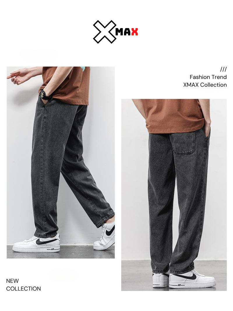 Product Introduction of Quần jean baggy nam cạp chun dáng suông XMAX quần bò cạp cao phong cách Hàn Quốc B137 Menswear Pants 22