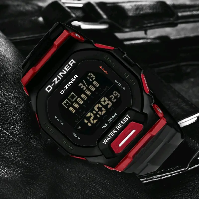 jam tangan pria mewah D-ZINER 8312 Tali Rubber Abu orange Digital original Hijau 3