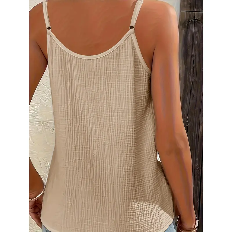 Bugudog-Vibrant Solid Color Cami Top - Stylish Button Decor, Comfortable Sleeveless Design, Perfect for Casual Occasions - Ideal for Spring and Summer Seasons, Womens Exclusive Clothing Womenswear Basic Classy Elegant 8