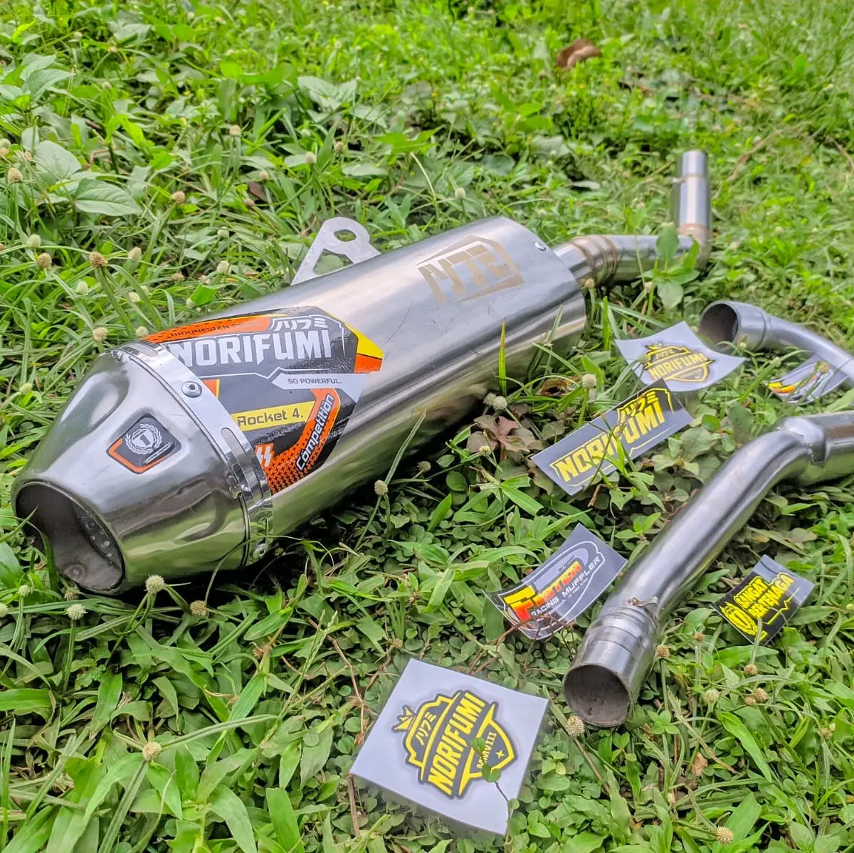 Knalpot Norifumi Rocket 4 Terbaru pnp KLX/CRF/WR155/Custom trail lainnya Bulat Asli