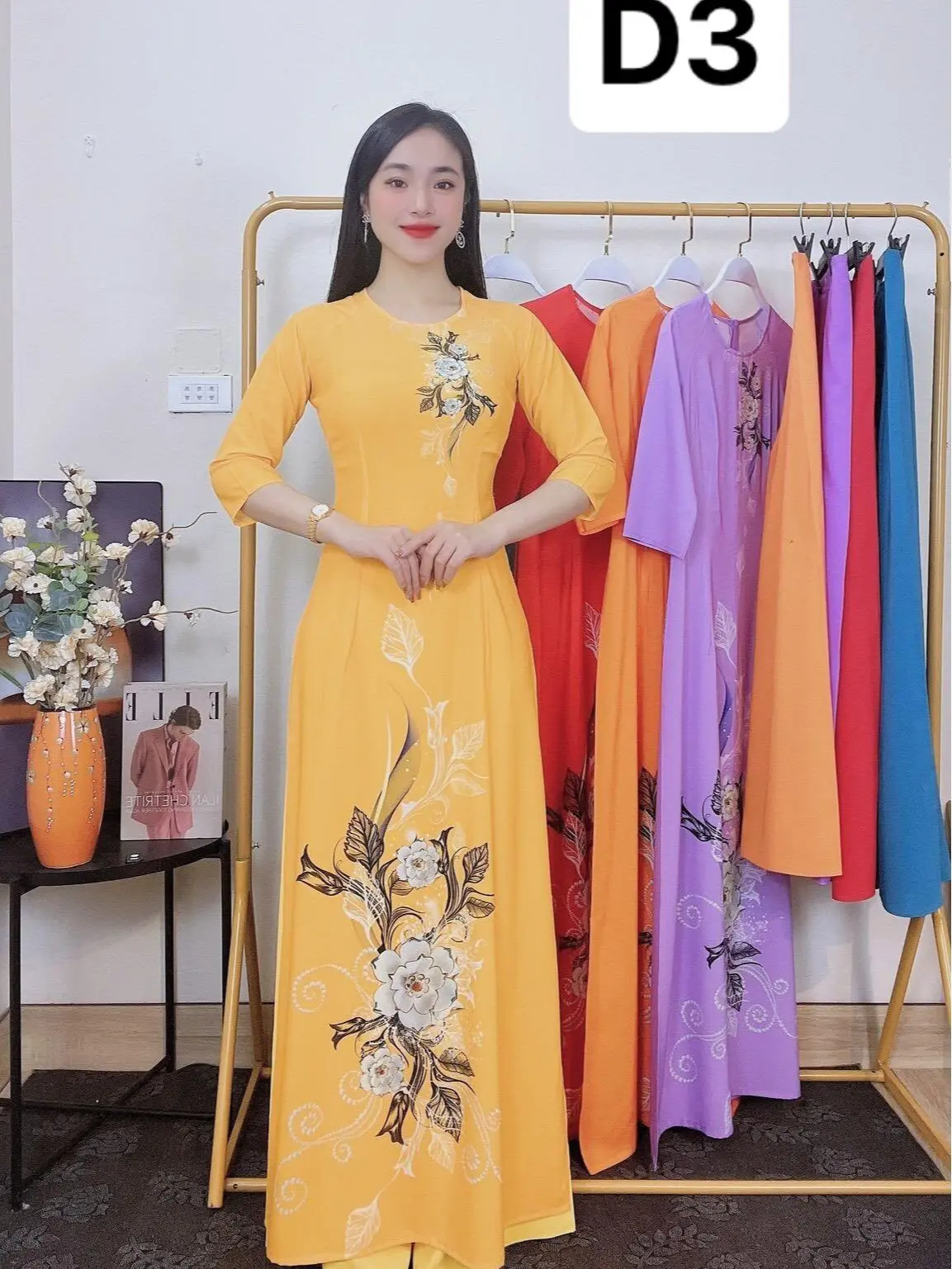 Bộ Áo Dài Lụa Nhật in 3D đủ size từ 40-75kg  Nữ