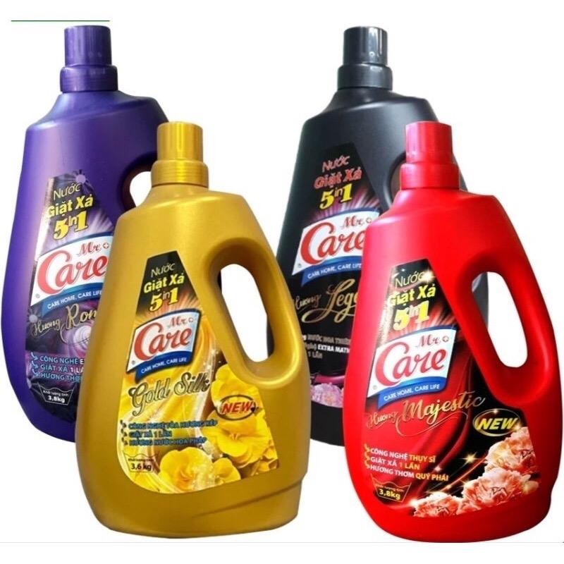 ￼Nước giặt xả 5in1 Mr Care (True Care) 3.6kg, 4 mùi hương Majestic,Legend,Romantic,Goldsilk- Công nghệ Thụy Sĩ.