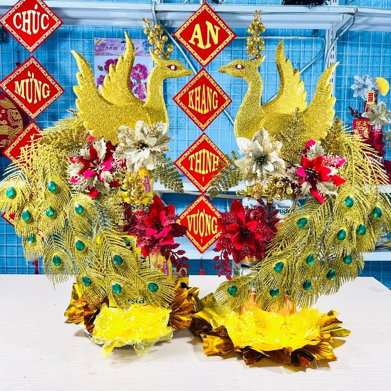 [TẶNG Đèn Nháy+Keo Nến] [SET VIP] Set phụ kiện trang trí tháp công phượng, trang trí tháp bánh, tháp nước, tháp oản ngày lễ tết, lễ hội