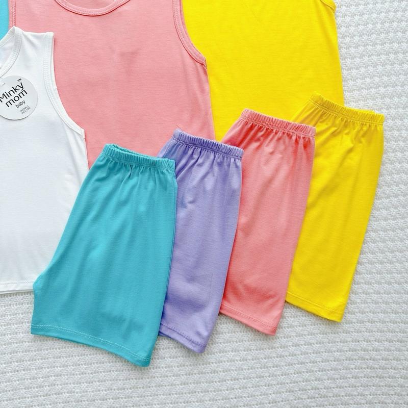 ￼NT039 Bộ ba lỗ, bộ sát nách thun lạnh Minky mom cho bé trai, bé gái, sơ sinh màu trơn 8