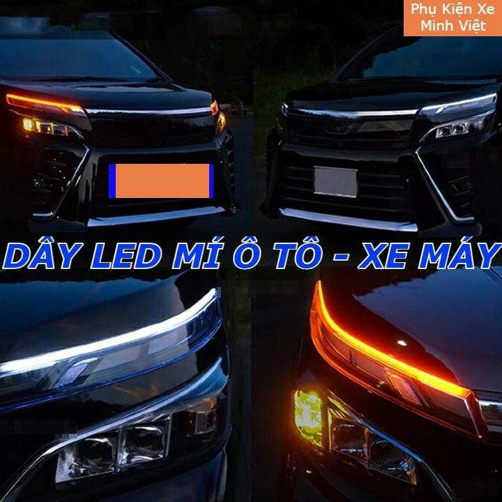 Bộ 2 Dây Đèn Led Mí Ô Tô -Xe Máy Tích Hợp Xi Nhan Nháy Đuổi Kích Thước 30cm 45cm 60cm Silicon Chống Nước led bar dẻo bóng đèn đèn xanh băng có