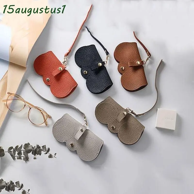 Leather Portable Spectacle Fashion Storege Case Hanging Reading Glasses Cover For Women Eyewear Pouch