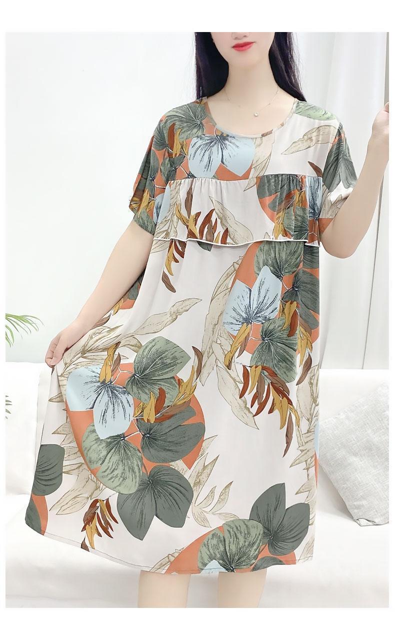 Product Introduction of Cotton and silk short-sleeved dress, summer new anti-bumping loose nightdress loose can be worn outside thin loungewear women 34