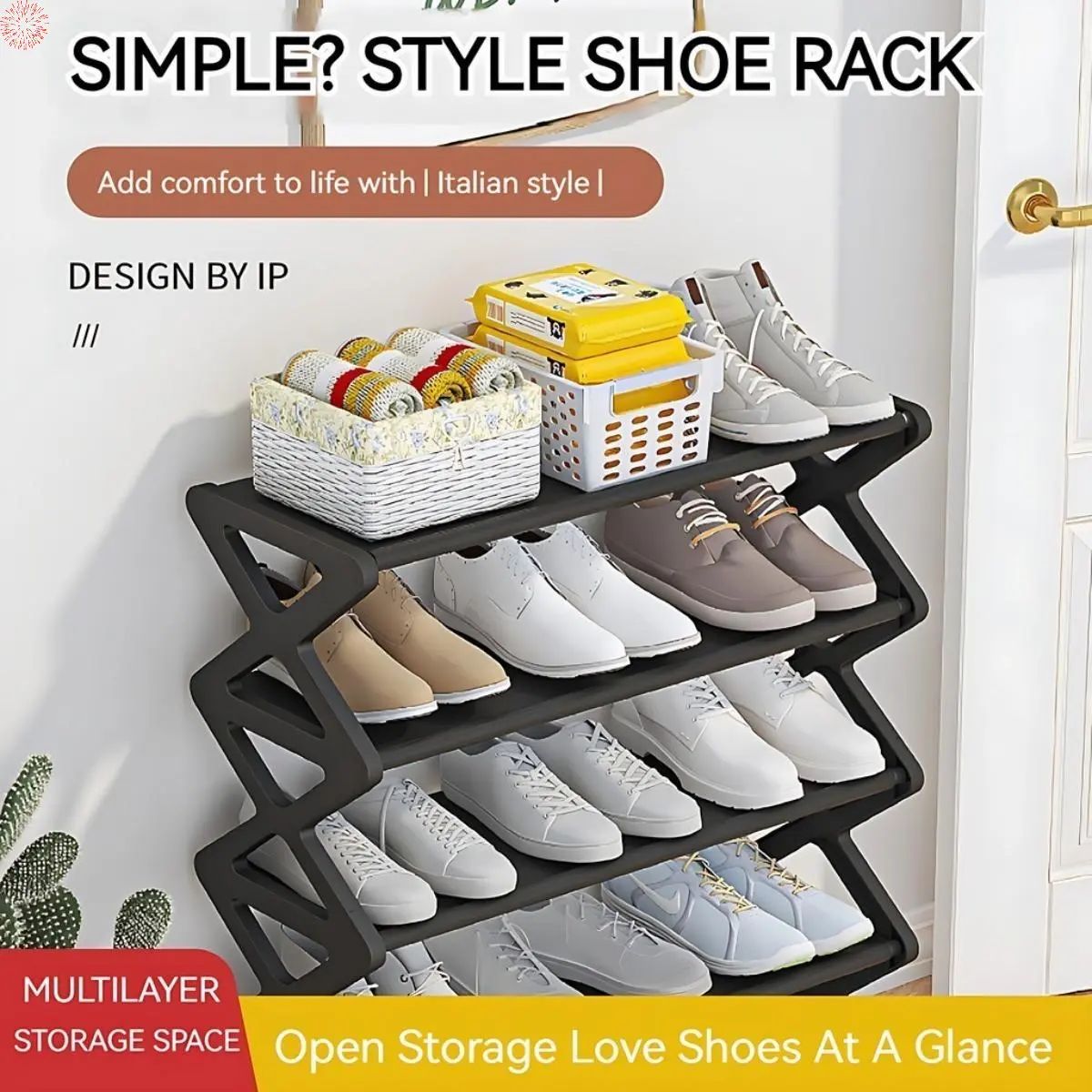 4-Tier Shoe Storage Organizer - Space Saving Multi-Layer Shoe Rack for ...