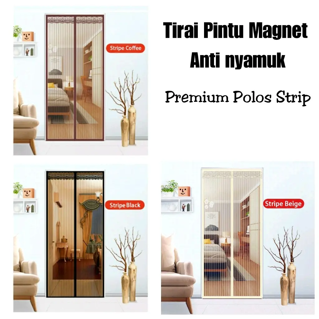 Premium Tirai Pintu Magnet Anti Nyamuk jaring Tebal uk.90x210cm/95x210cm/100x220cm