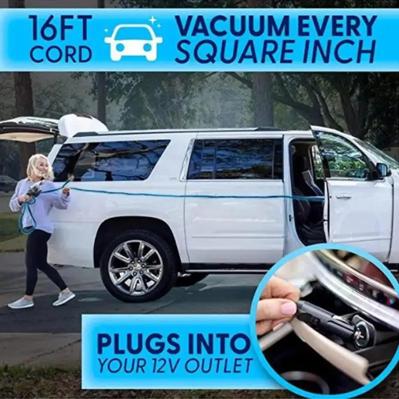 Vehicle Mounted Car Vacuum Cleaner Hoover, 1 Set Car Handheld Small Vacuum Cleaner with High Suction Power, Car Cleaning Tool, Automobile Carpet Cleaner 4
