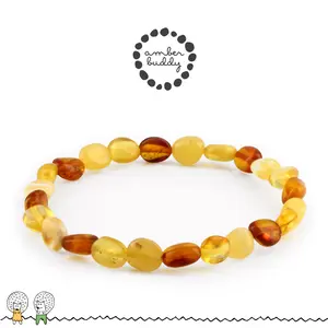 Amber Buddy | BLE243 Gelang Baltic Amber Dewasa 18 cm Elastis. Edisi Terbatas