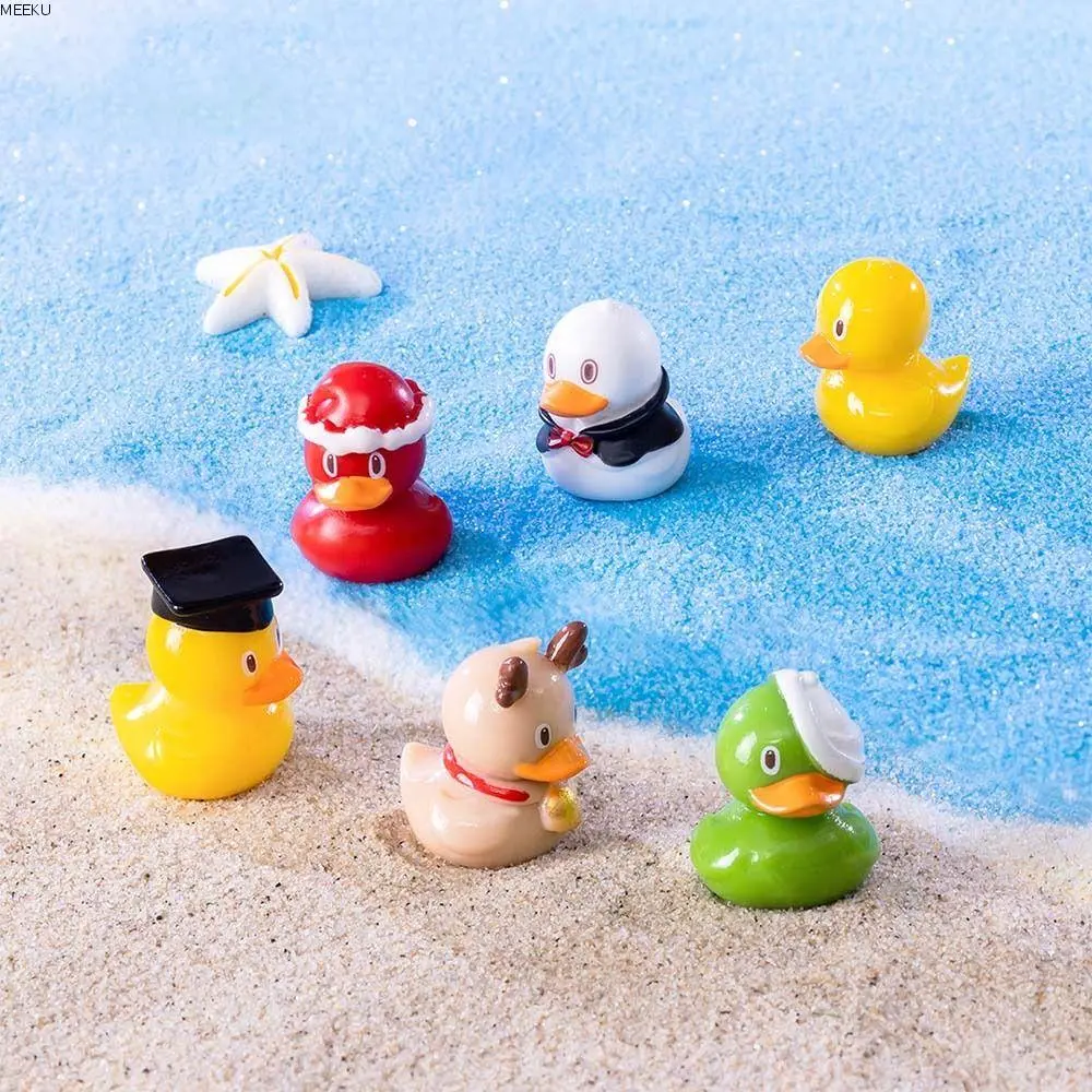 Animal Figurines Cute Mini Duck Figurines DIY Handmade Duck Figurines Miniature Cartoon Resin Crafts Micro Landscape Decoration Outdoor Garden Decorations