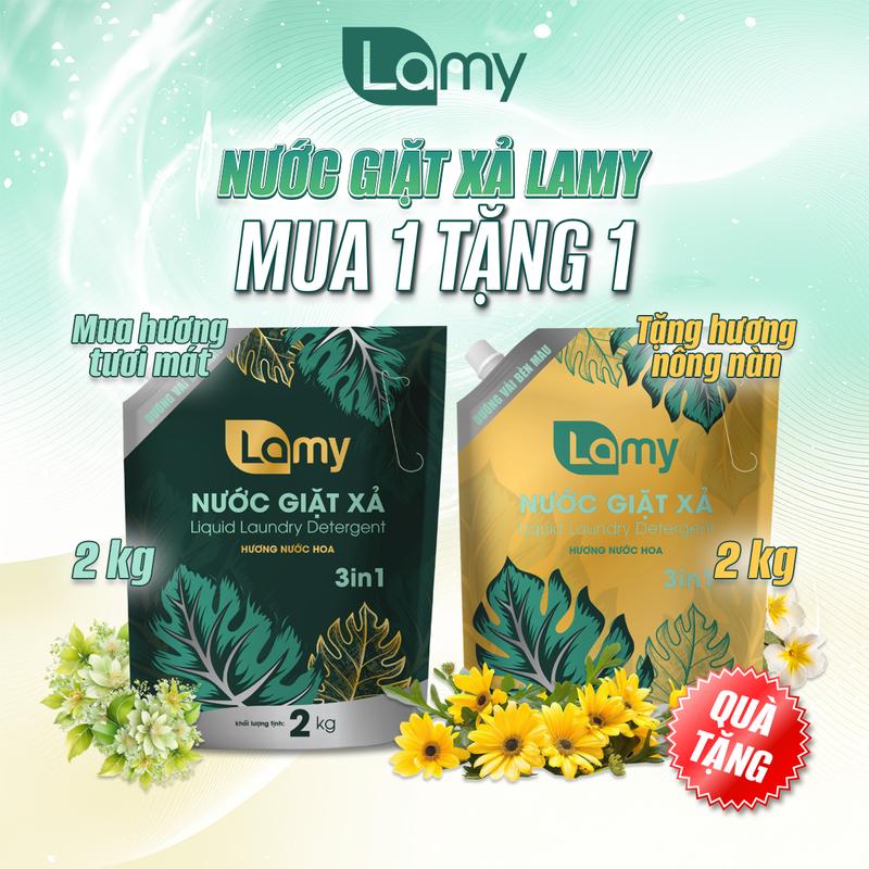 [MUA 1 TẶNG 1] Combo 01 Túi Nước Giặt Xả Lamy Túi 2KG Hương Nước Hoa Thơm Lâu 48H 3IN1 tặng 1 Túi nước Giặt Xả LAMY (2 TÚI)