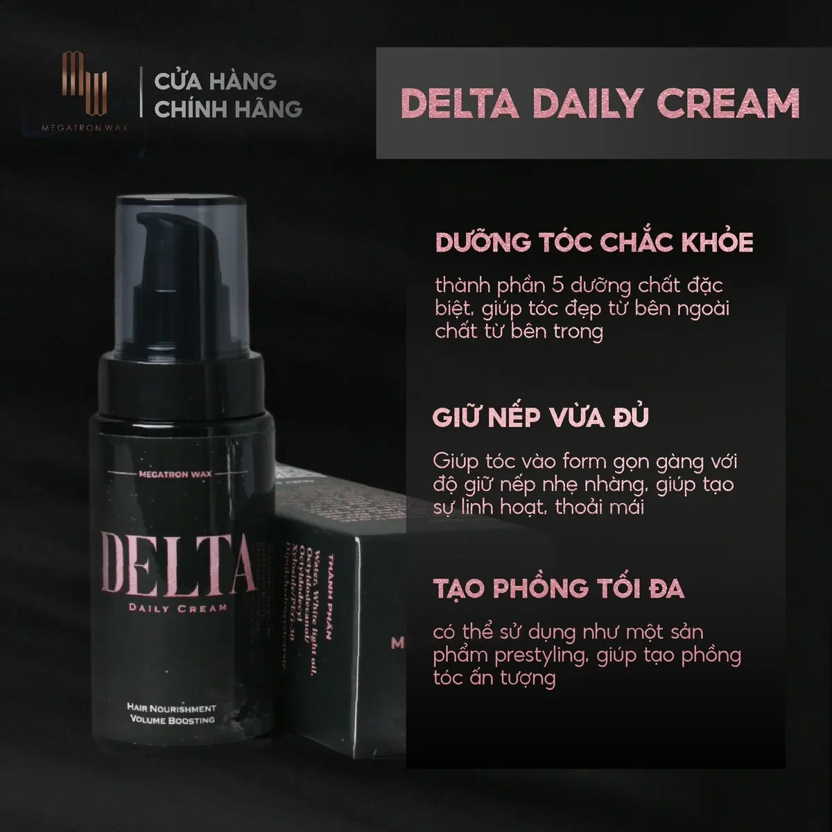 Dưỡng tóc sáp 100ml Delta Daily Cream hỗ trợ bổ sung dưỡng chất cho tóc, tạo phồng, và giữ nếp nhẹ nhàng vừa đủ
