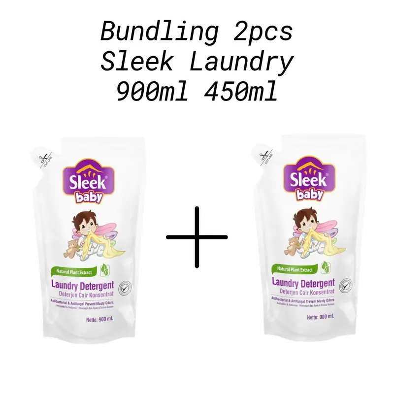 Paket 2Pcs Sleek Laundry ukuran 900ml 450ml Bayi Cuci 0