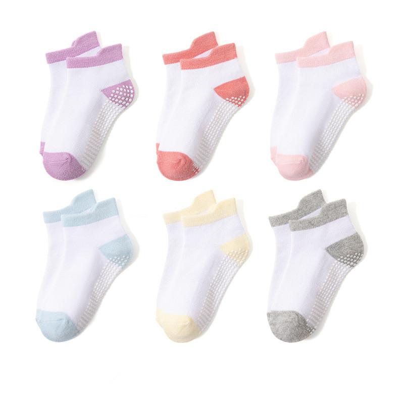 6 Pairs 0-5 Years Old Non-Slip Kids Socks with Grip Little Girls Boys Ankle Socks Infants Toddlers Children Floor Socks 8