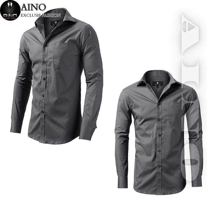 AINO.ID Kemeja Formal Pria Kemeja Kantoran Kemeja Kerja Slim Fit Lengan Panjang Kemeja Putih Kemeja Keren Nyaman 3