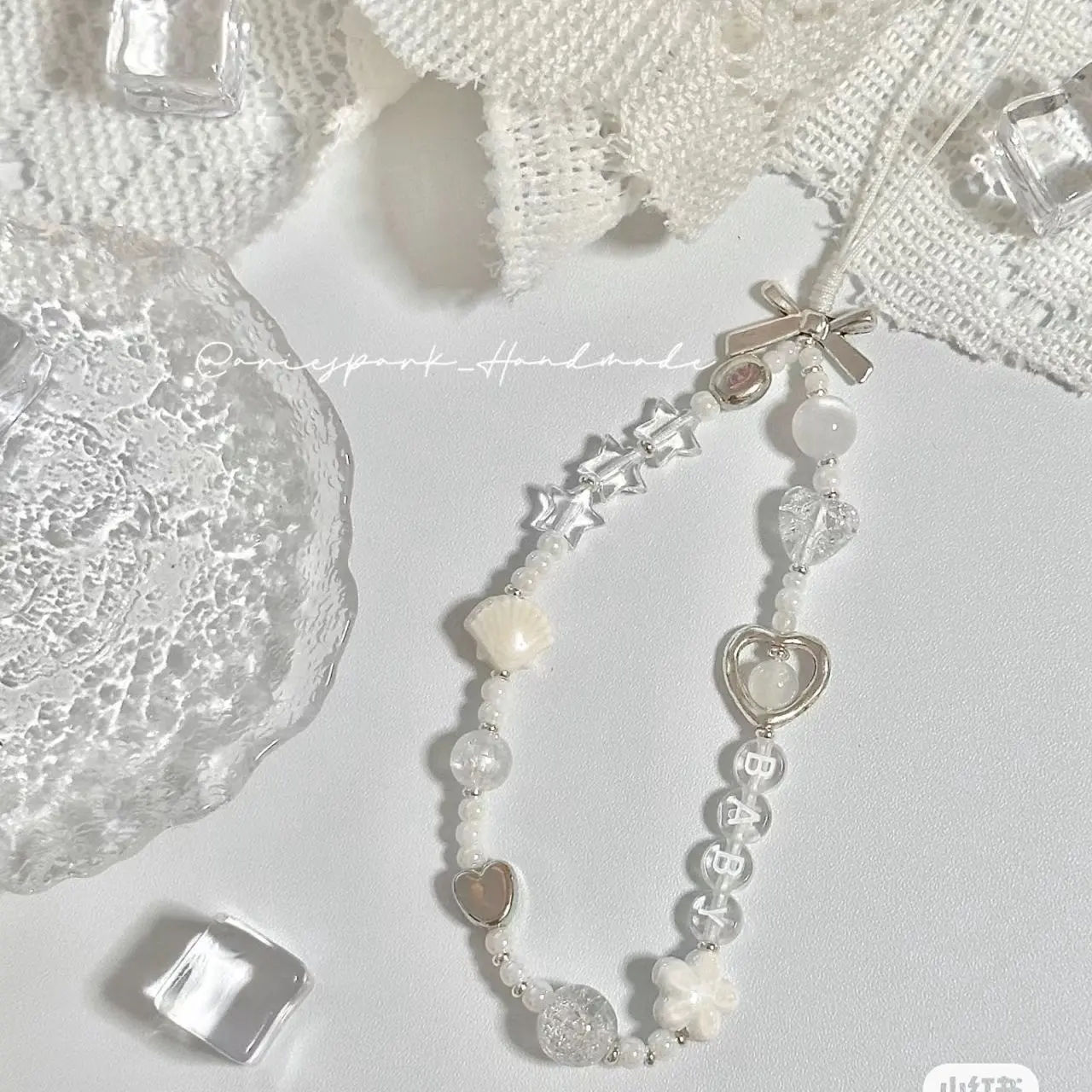 Charm Điện Thoại Di Động Phong Cách INS, Vỏ Ánh Trăng Trắng, Dây Đeo CCD Đính Cườm Tự Làm, Đồ Trang Trí Máy Ảnh Mới, Dây Chìa Khóa, Dây Chống Tách