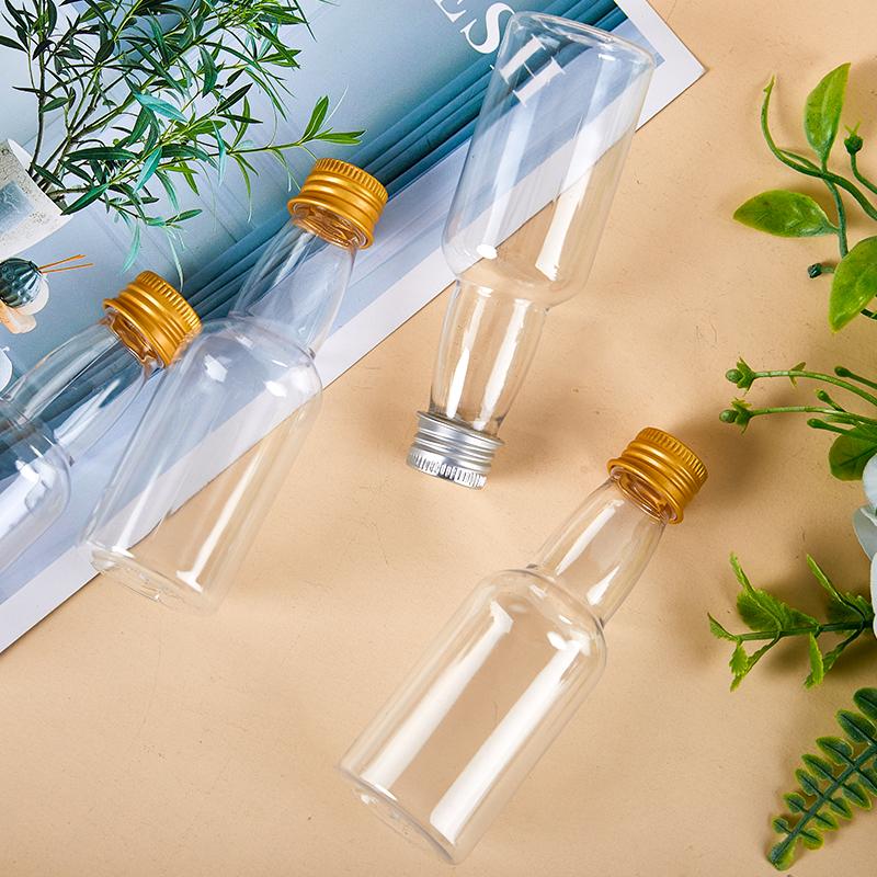 Product Introduction of 5Pcs 60ml Mini Clear PET Refillable Small Wine Bottles For Party Wedding Liquor Bottles With Leak Proof Screw Lid 21