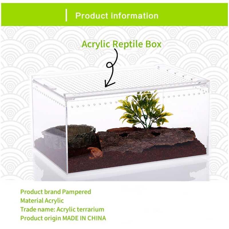 Product Introduction of Transparent Acrylic Reptile Breeding Box Lizard Amphibian Spider Terrarium Leak proof Habitat Arboreal Tarantula Enclosure 29