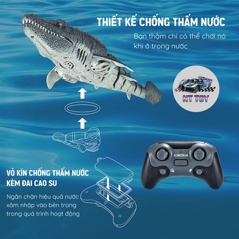 Product Introduction of [Mẫu Mới 2025] Đồ Chơi Khủng Long Mosasaurus Điều Khiển Từ Xa - Chống Nước, Bơi Trong Nước, Kích Thước 40*14.5*7.5cm 9