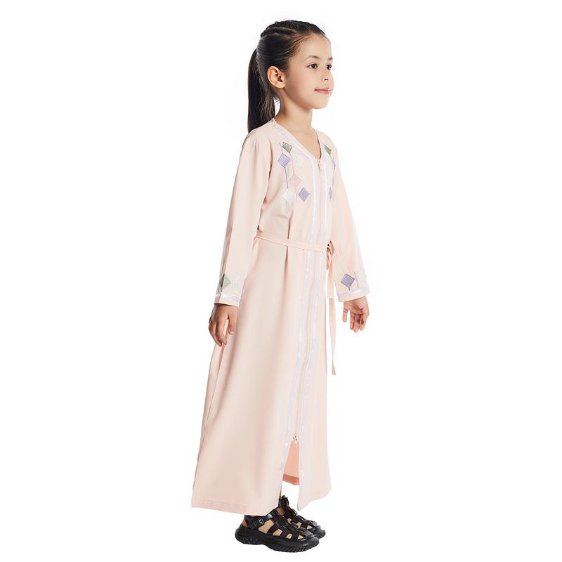 Product Introduction of Girls Kids Abaya Dress Clothing,Floral Printed Gown Children Robe 15