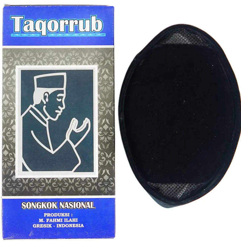 Peci Songkok Taqorrub AC Kopiah Santri Hitam Pria Muslim Dewasa dan Anak Bahan Bludru Falcon Tebal Nyaman Santri Motif Polos Tinggi 7 8 9 10 Putih Batik pendek 1