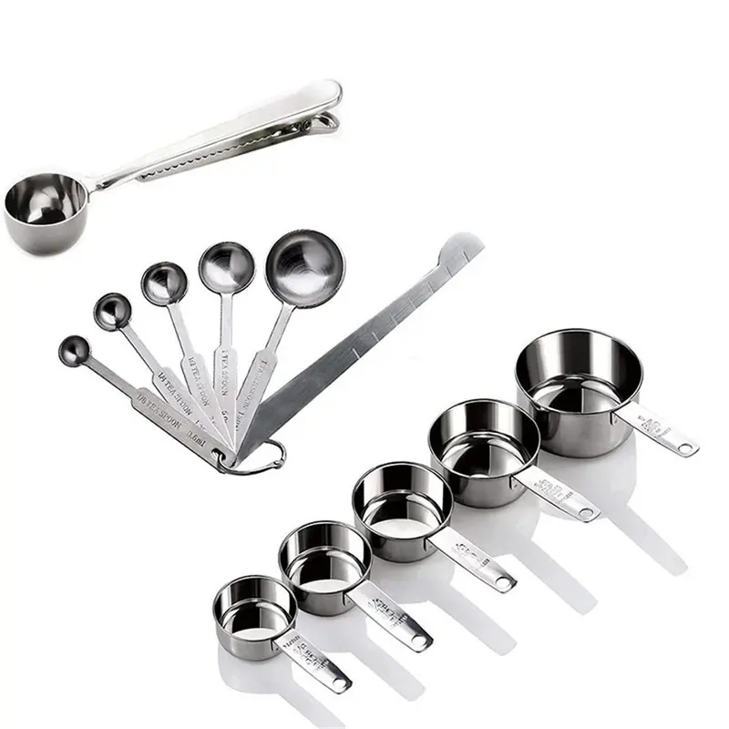 12pcs Measuring Spoon & Cup Set, Stainless Steel Seasoning Spoon, Baking Measuring Utensils For Kitchen 0