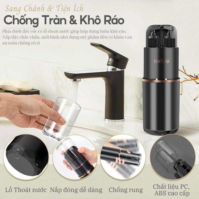 Cốc Đựng Đồ Vệ Sinh Cá Nhân 5 Trong 1 Gồm Cốc, Lọ Chiết Gội Xả, Lược. Gương Thuận Tiện Đem Đi Du Lịch 4