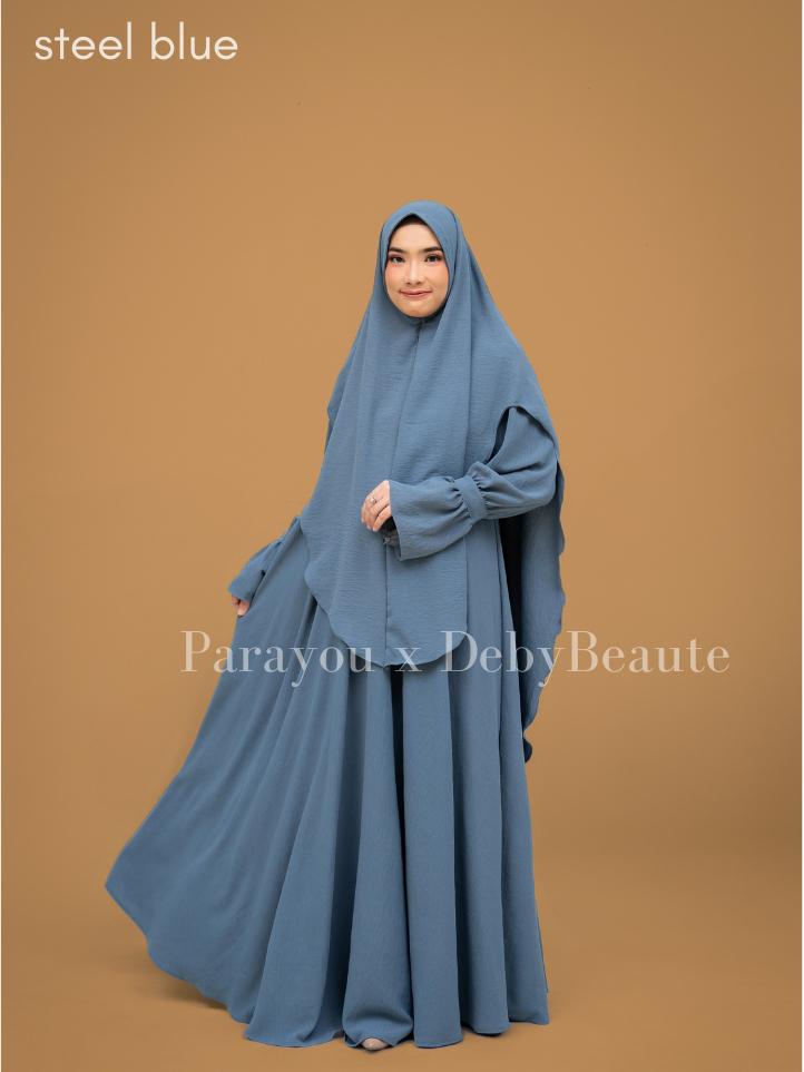 Debybeaute x Almira Series Collection Gamis Set Hijab Syari Terbaru Super Mewah Variasi Cantik Model terbaru Simple Elegan mecca series Syari Polos