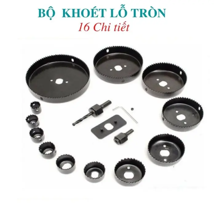 Mũi khoan khoét lỗ tròn thạch cao, gỗ, nhựa, alu - 13 size vành khoét 19, 22, 25, 28, 32, 38, 44, 54, 64, 76, 89, 102, Ø127mm 5