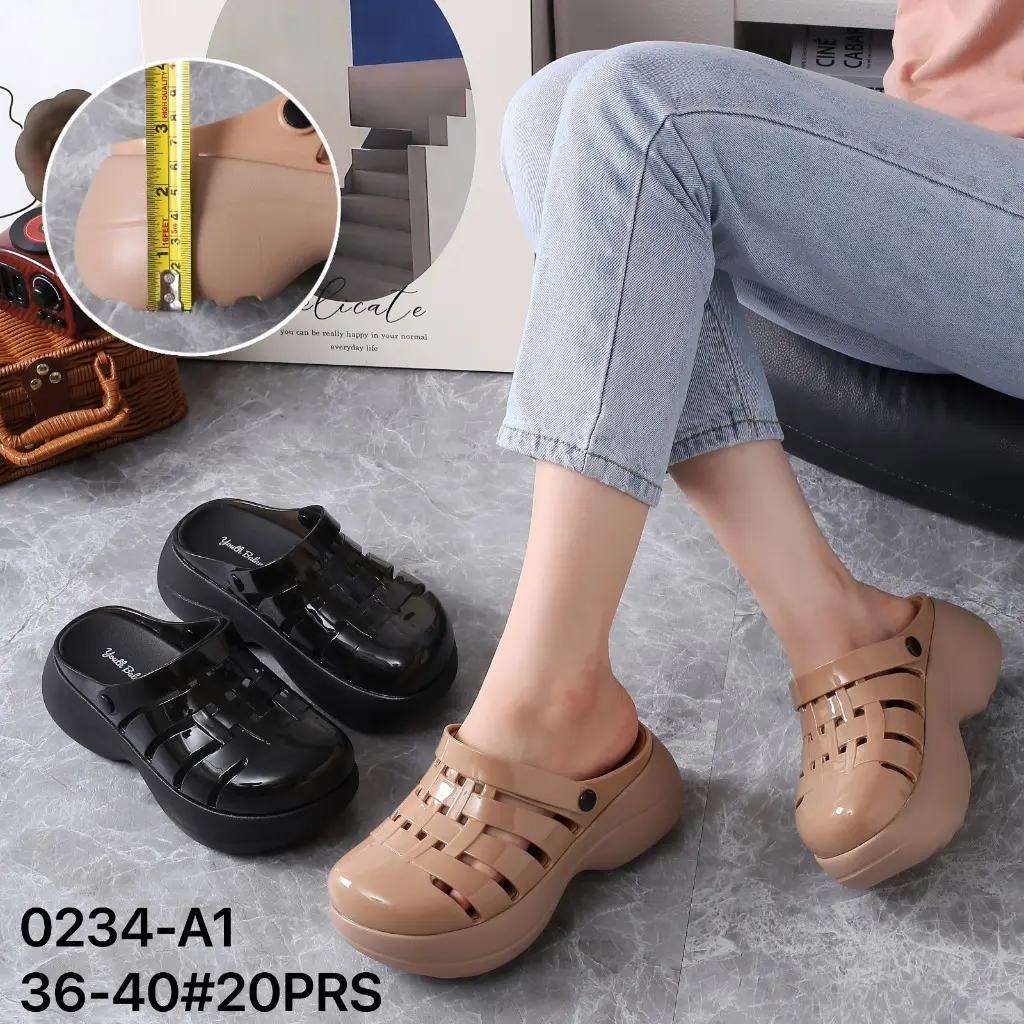 Sandal wanita Baim karet Meisha Plato fashion Terbaru 0234 croc heels