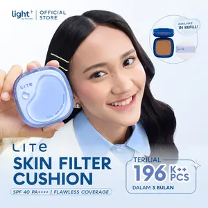 Light+ Cushion Lite Skin Filter Cushion 11 g - Refill Make Up Ringan Tahan 8 Jam Flawless Coverage Powder Foundation Glad Setting BB Cream Soft Satin and Glow Lightening | Light Plus | Light + | Makeup